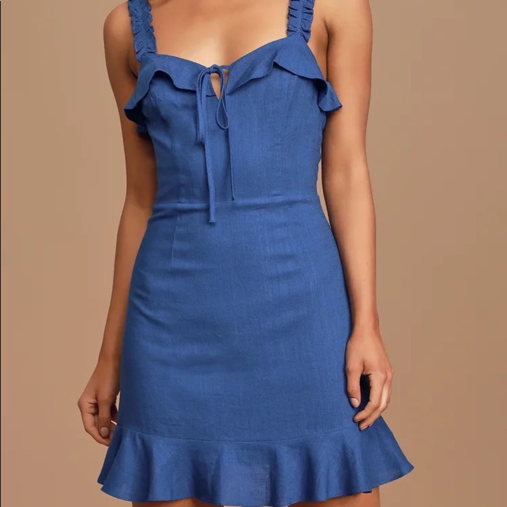Days Like This Royal Blue Sleeveless Ruffled Mini Dress